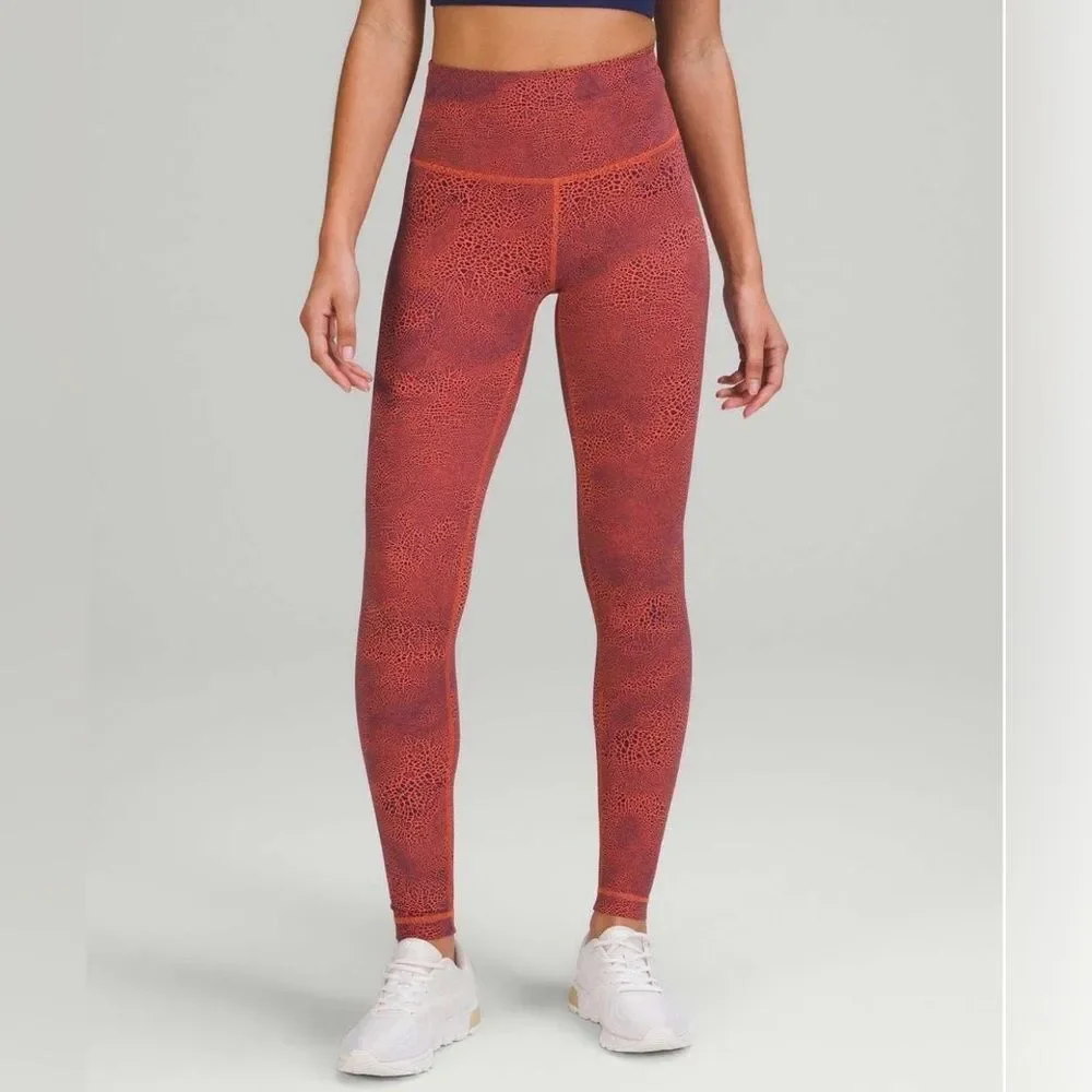 Lululemon Athletica Orange Patterned Leggings